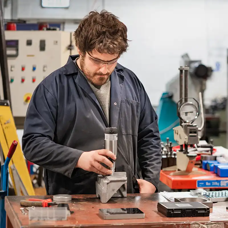 foundfrax rivo automatic brinell microscope in use at workbench